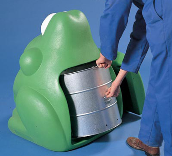 Contenedor de reciclaje con forma de rana