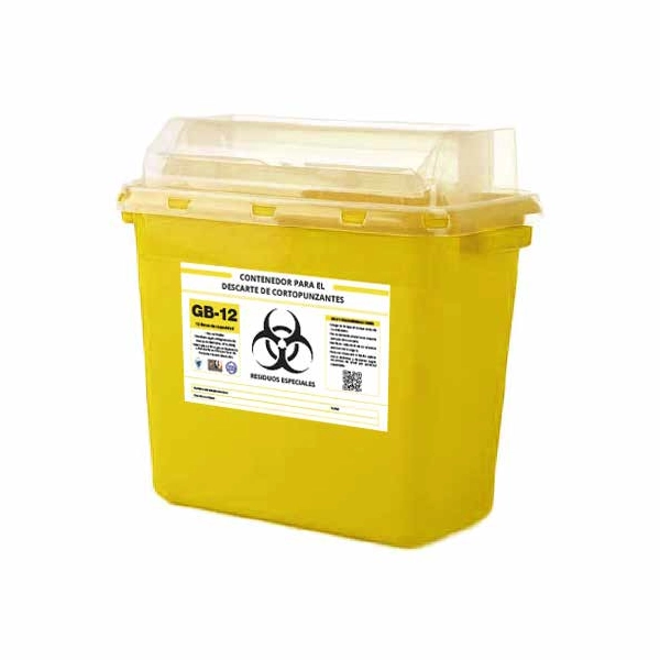 Contenedor para cortopunzantes GB-12 amarillo