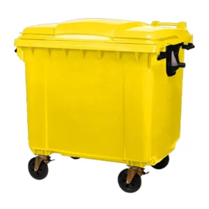 contenedor de 1100 litros con ruedas para reciclaje amarillo