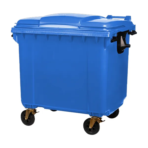 contenedor de 1100 litros con ruedas para reciclaje azul