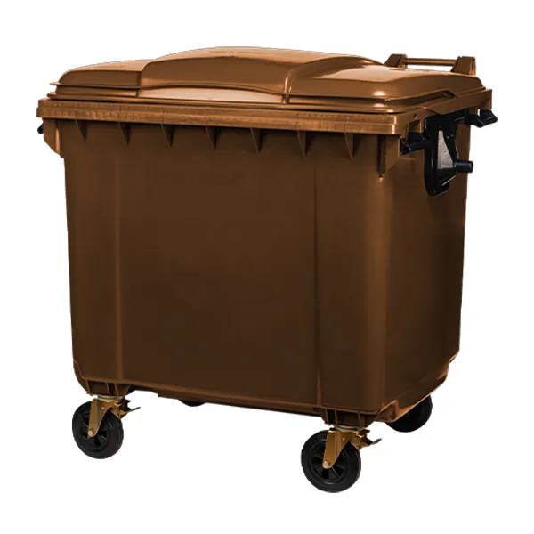 contenedor de 1100 litros con ruedas para reciclaje café