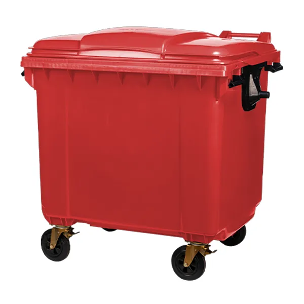 contenedor de 1100 litros con ruedas para reciclaje rojo