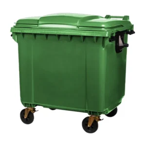 contenedor de 1100 litros con ruedas para reciclaje verde
