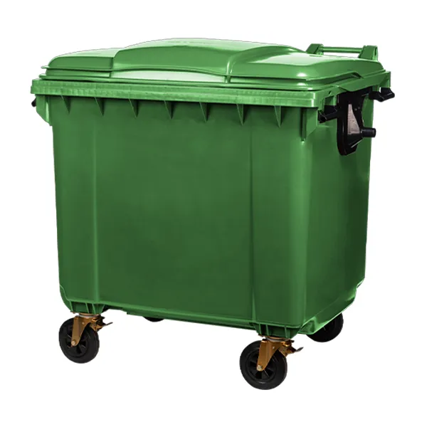 contenedor de 1100 litros con ruedas para reciclaje verde