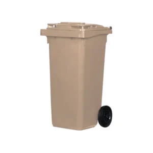 contenedor de 120 litros con ruedas para reciclaje beige