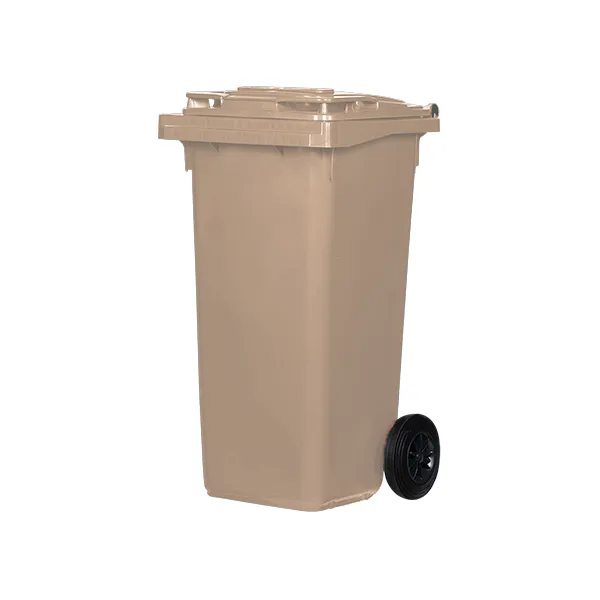 contenedor de 120 litros con ruedas para reciclaje beige