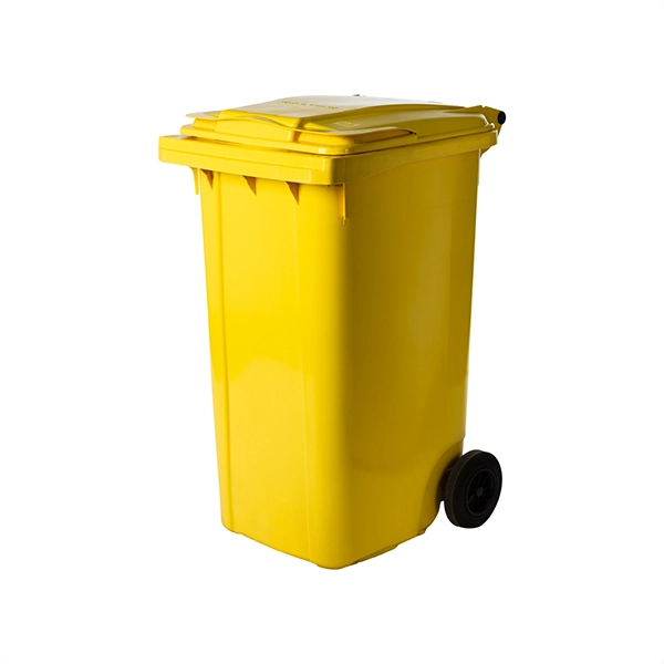 contenedor de 240 litros con ruedas para reciclaje amarillo