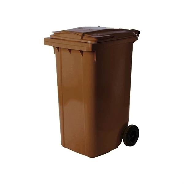 contenedor de 240 litros con ruedas para reciclaje café