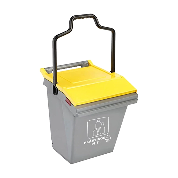 Contenedor de 45 litros con ruedas para reciclaje Easy Trolley amarillo