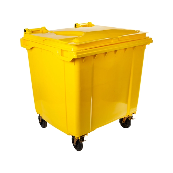 contenedor de 770 litros con ruedas para reciclaje amarillo
