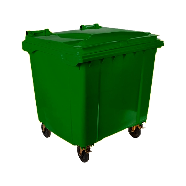 contenedor de 770 litros con ruedas para reciclaje verde