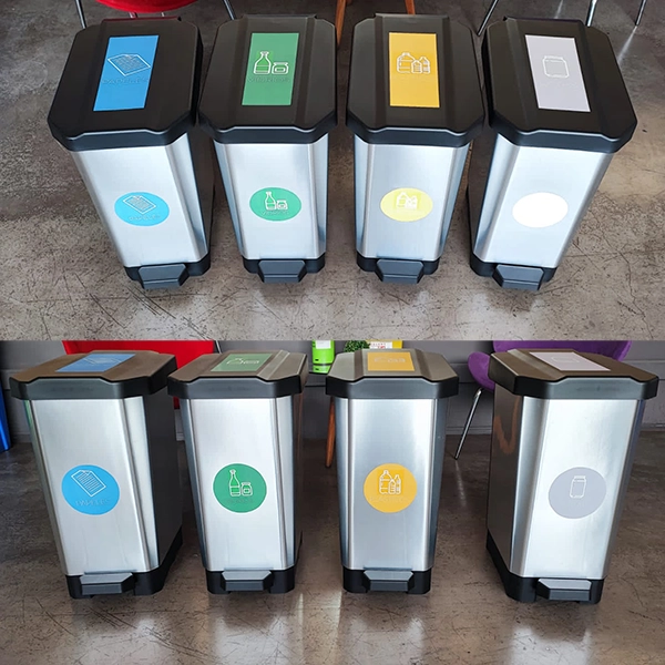 Contenedor de reciclaje con pedal 44 litros metalizado