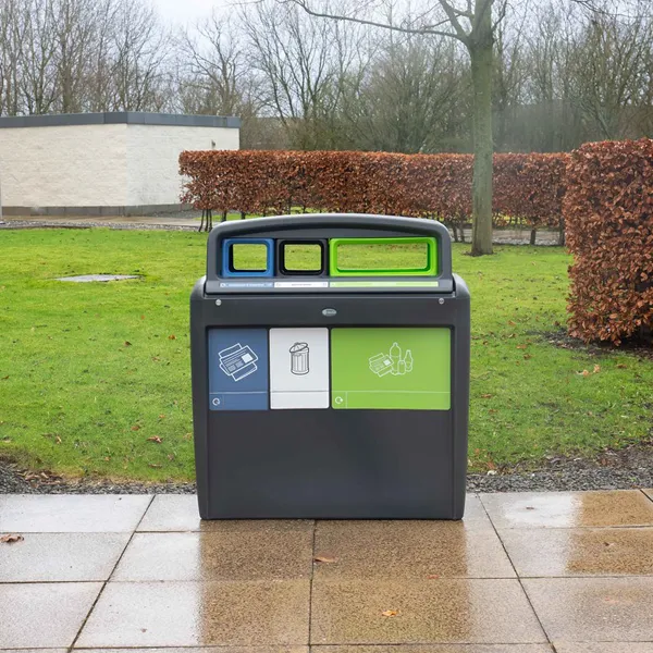 Contenedor de reciclaje exterior triple