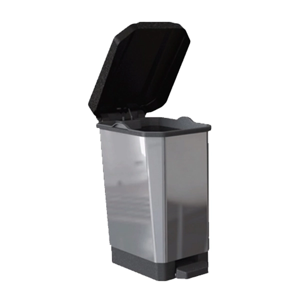 contenedor de residuos con pedal 44 litros metalizado