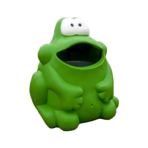 Contenedor educativo de reciclaje con forma de rana