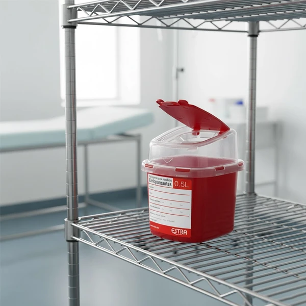 Contenedor para cortopunzantes 0.5 litros rojo