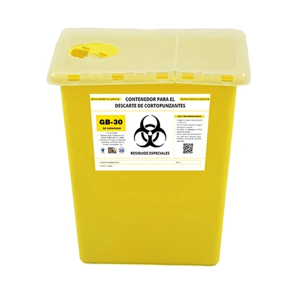 contenedor para cortopunzantes 30 litros amarillo E-30
