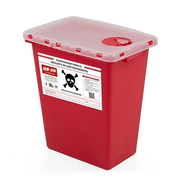 contenedor para cortopunzantes 30 litros rojo E-30