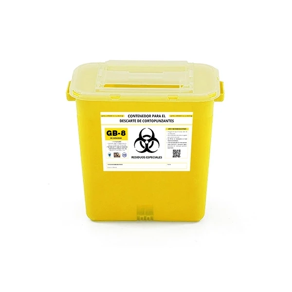 contenedor para cortopunzantes 8 litros amarillo GB-8