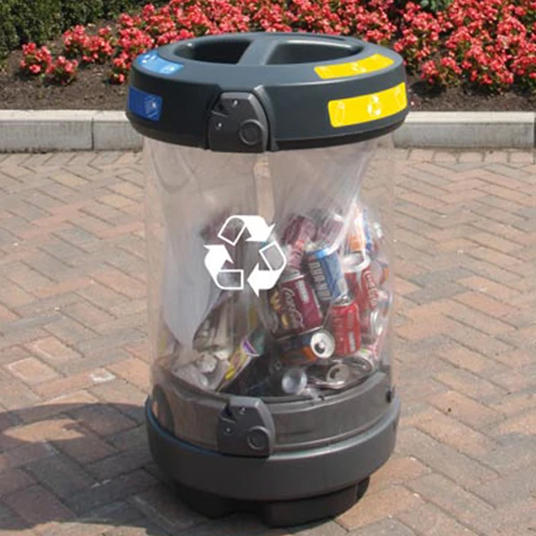 Contenedor transparente de reciclaje con triple abertura C-Thru