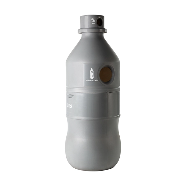 ecobotella de reciclaje gris